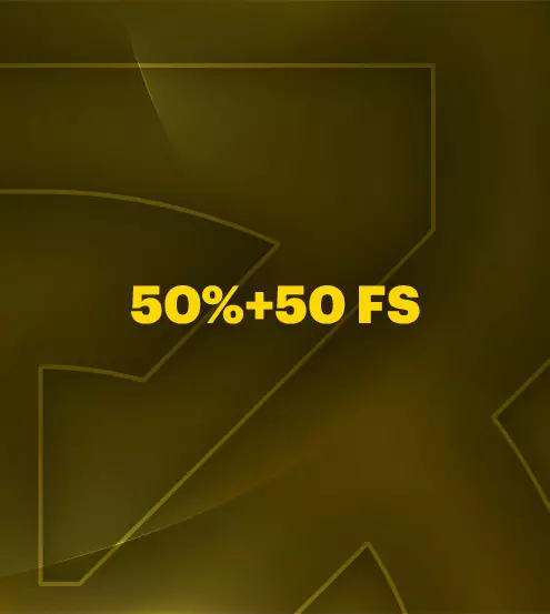 Приветственный бонус - 50% + 50 FS